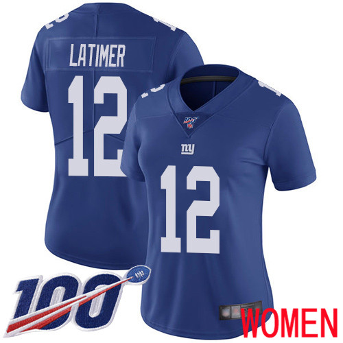 Women New York Giants #12 Cody Latimer Royal Blue Team Color Vapor Untouchable Limited Player 100th Season Football NFL Jersey